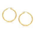 Fancy Diamond Cut Hoop in 14K Yellow Gold