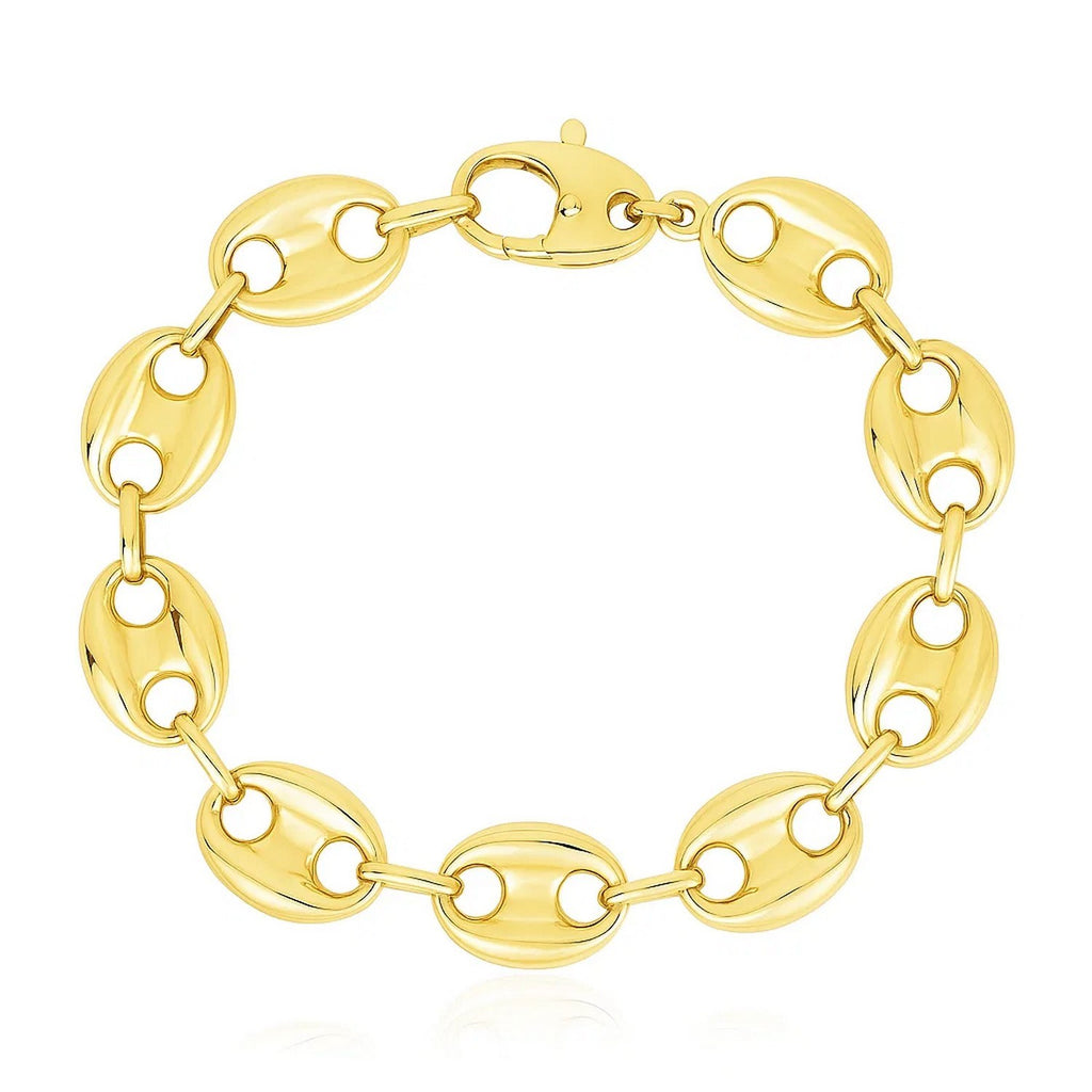 High Polish Lite Puffed Mariner Link in 14KT Yellow Gold