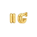 Puffed Double Row C Hoop in 14K Yellow Gold