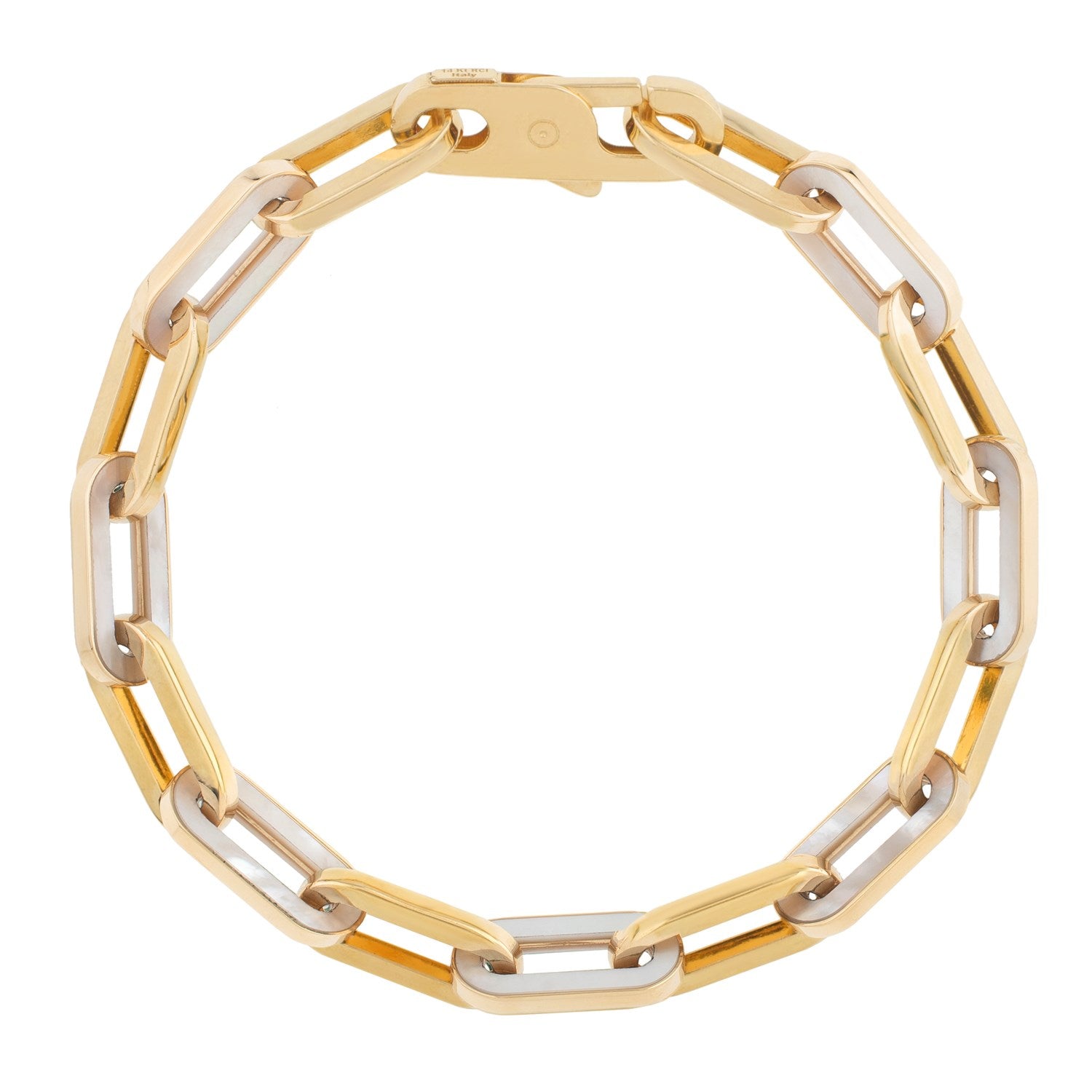 MOP Paperclip Gem Link in 14KT Yellow Gold