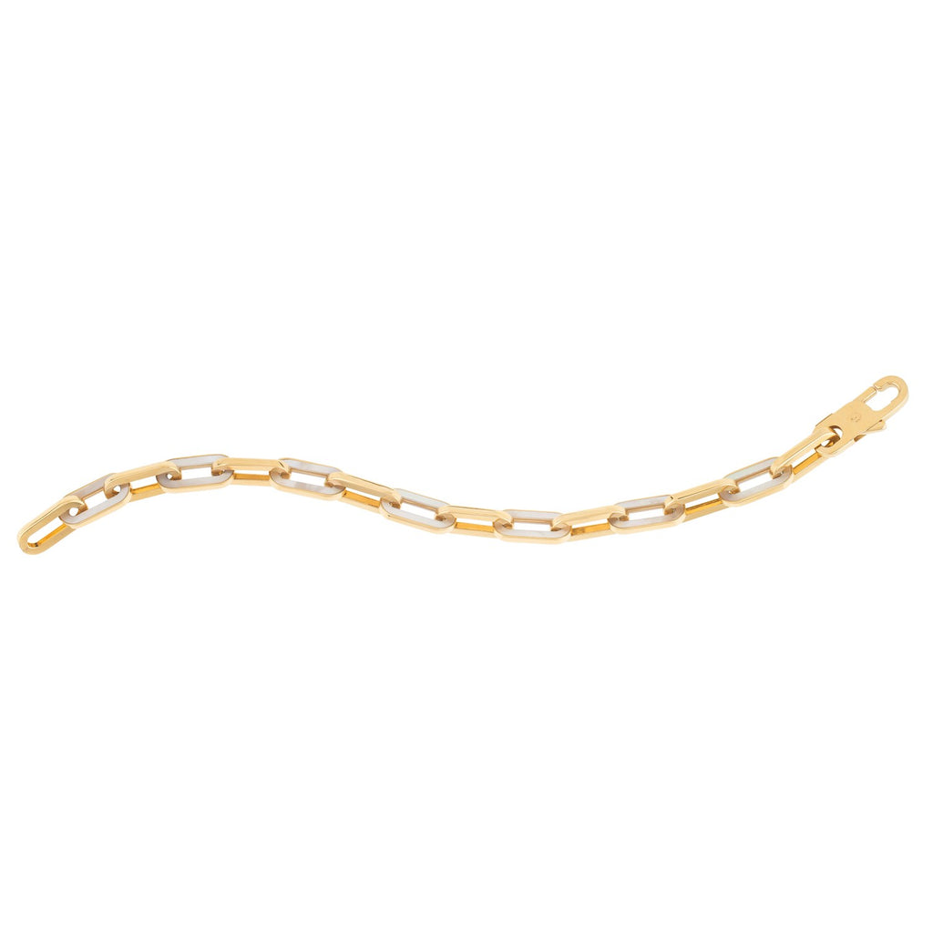 MOP Paperclip Gem Link in 14KT Yellow Gold