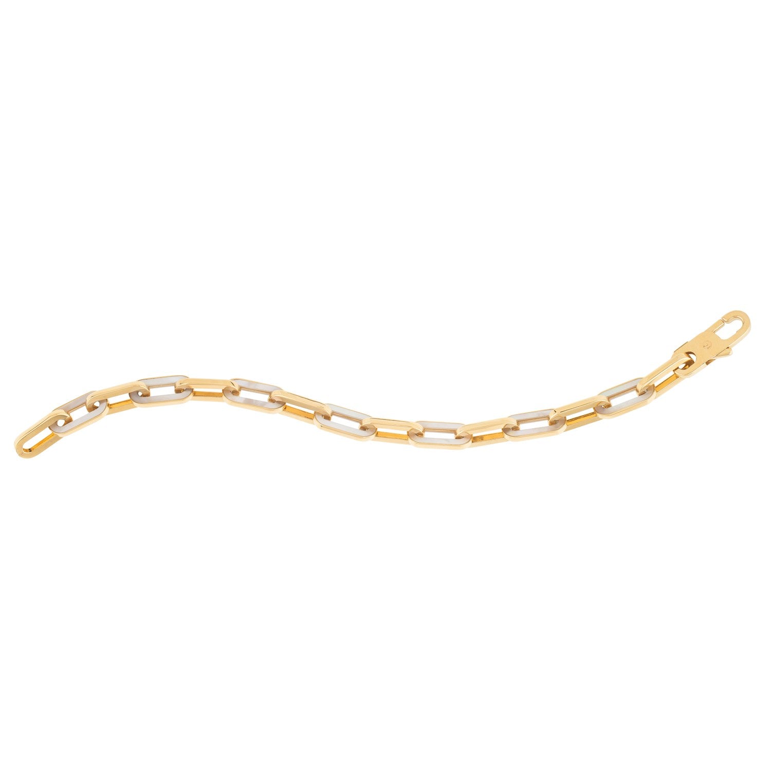 MOP Paperclip Gem Link in 14KT Yellow Gold
