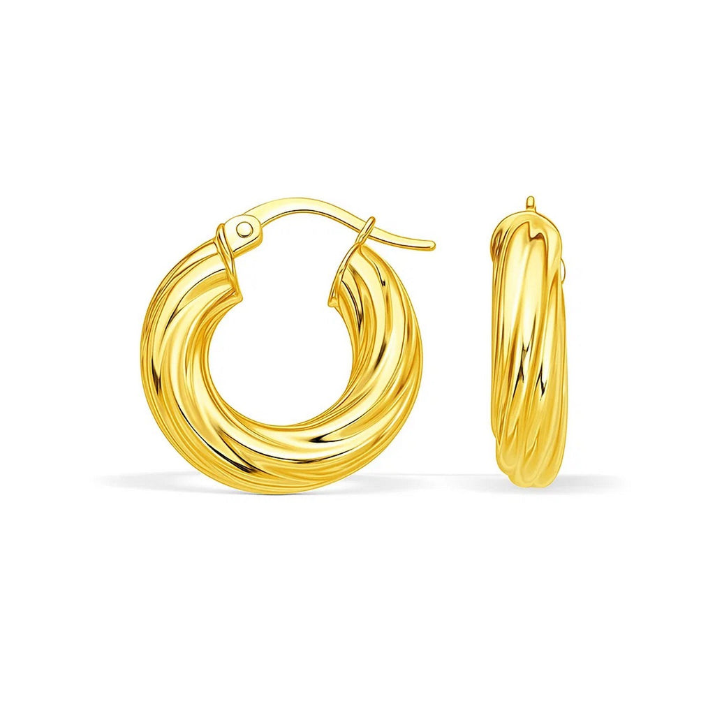 Fancy Twist Hoop in 14K Yellow Gold