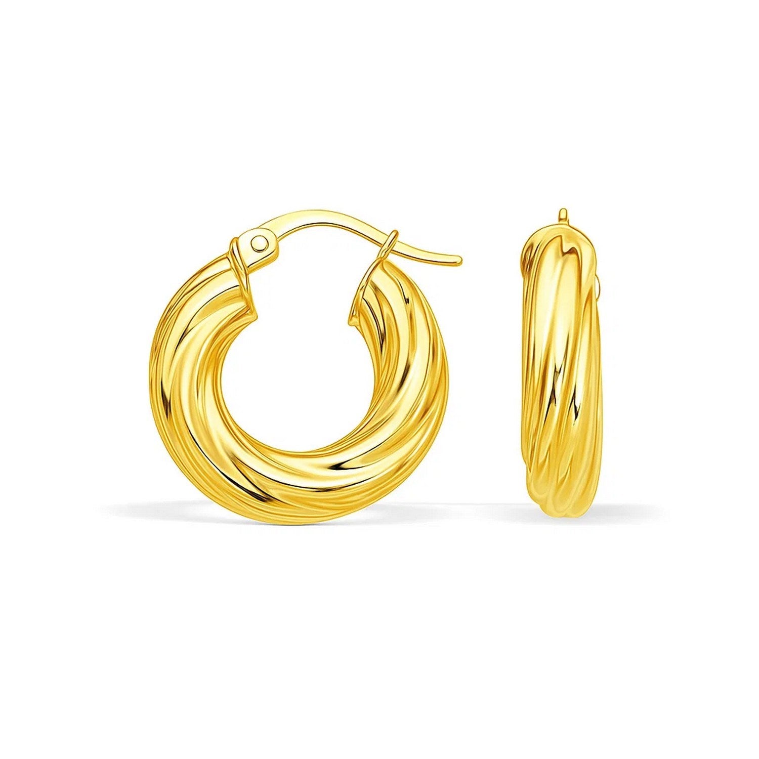 Fancy Twist Hoop in 14K Yellow Gold