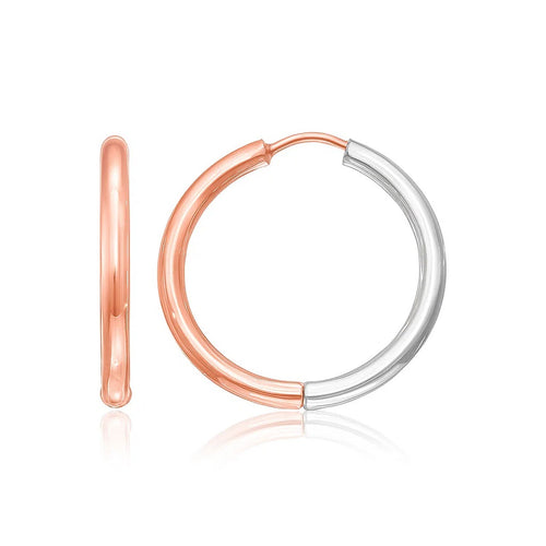 14k Rose & White Hinged Hoop in 14K White & Rose Gold