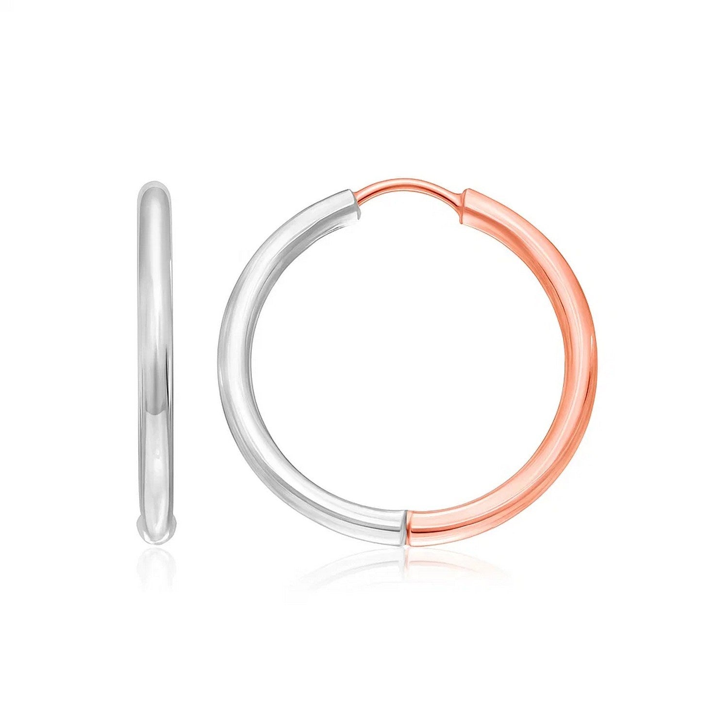 14k Rose & White Hinged Hoop in 14K White & Rose Gold