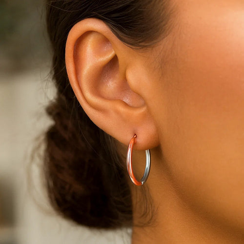 14k Rose & White Hinged Hoop in 14K White & Rose Gold