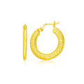 Greek Key Medium Hoop with Flat Sides in 14K Yellow Gold