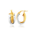 Double Row Intertwined Oval Hoop in 14K Two-Tone Gold