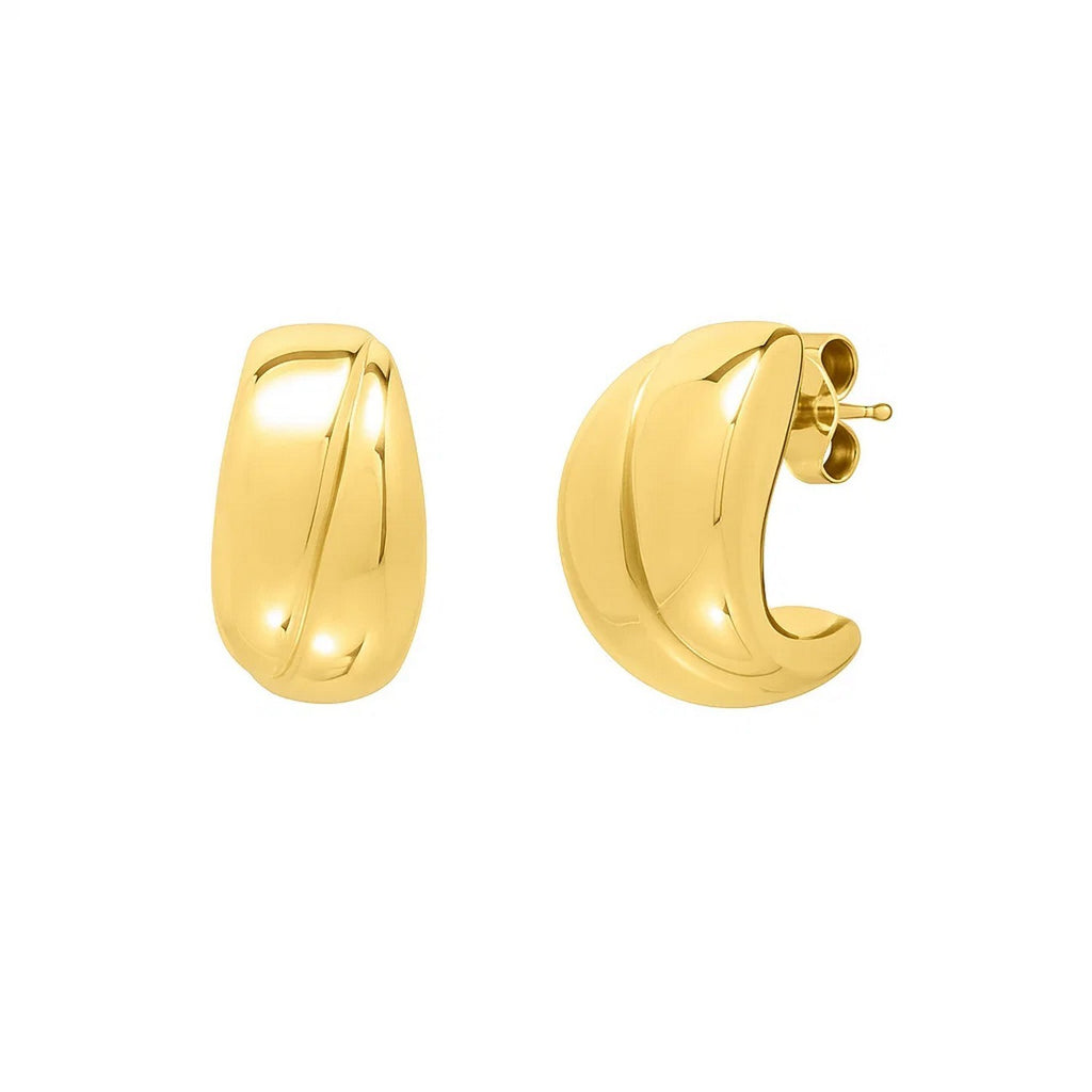 Puffed Up Split Hoop in 14K Yellow Gold