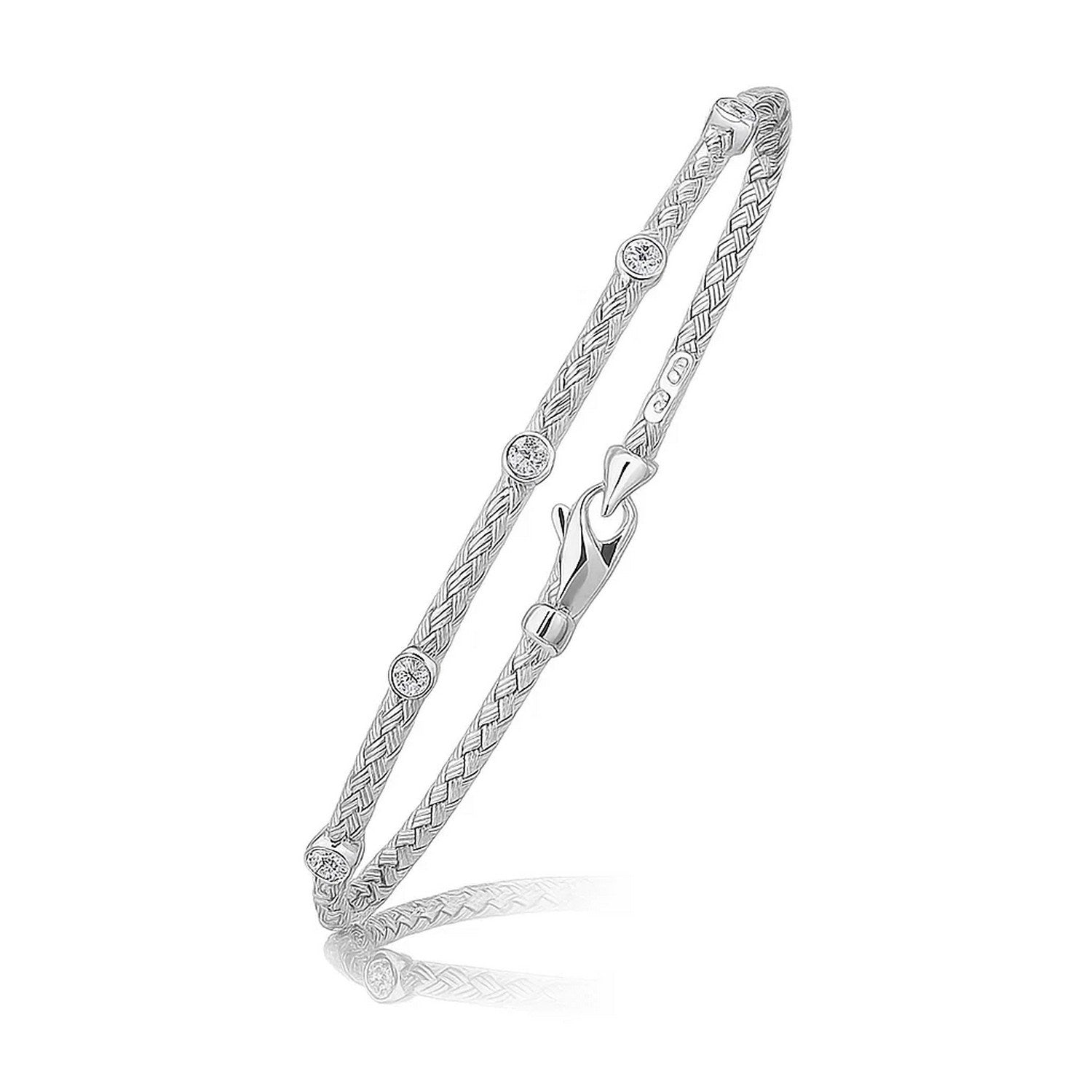 Diamond Accent Station Basket Weave in 14KT White Gold