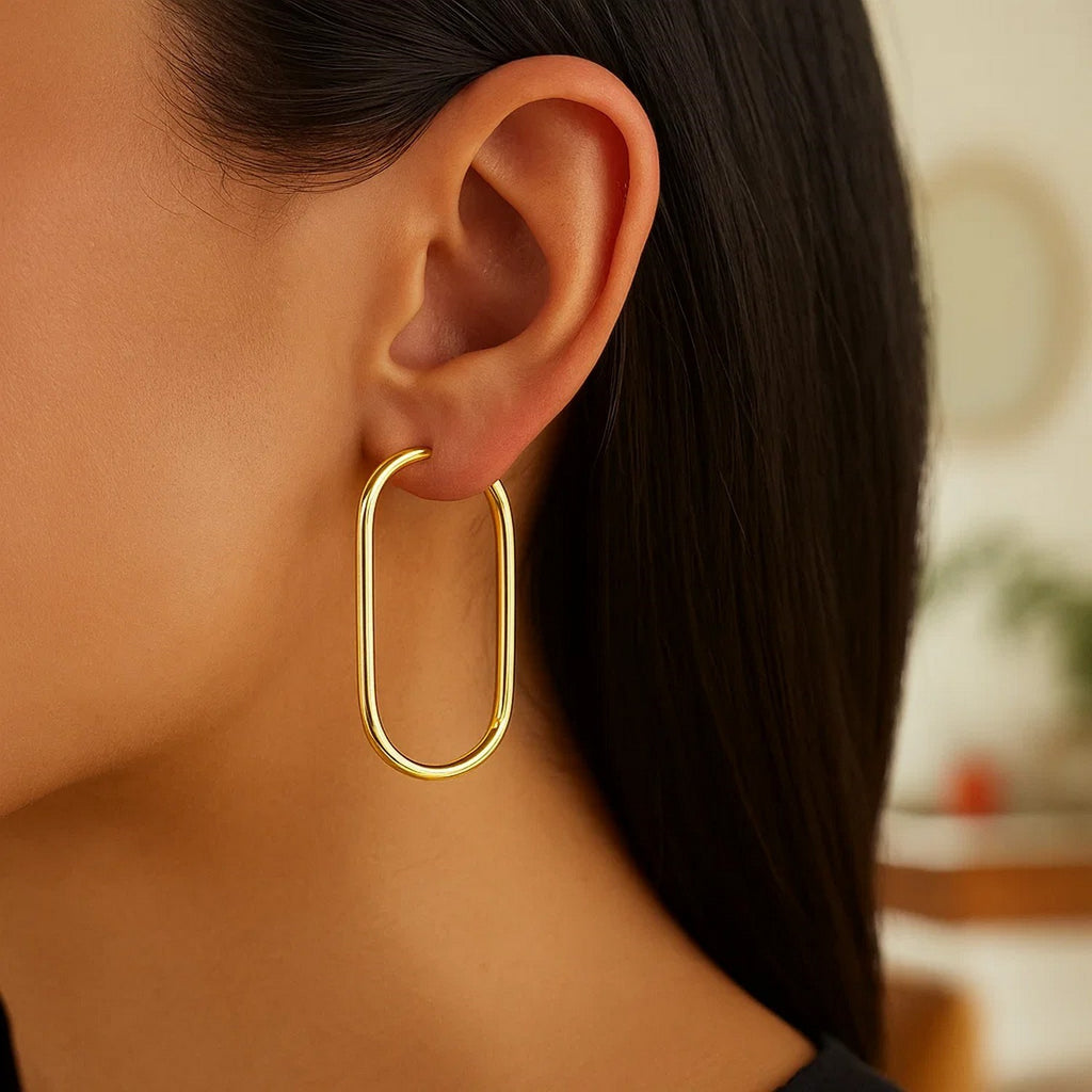 Endless Large Paperclip Hoop in 14K Yellow Gold