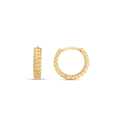 Braided Huggie Hoops in 14K Yellow Gold