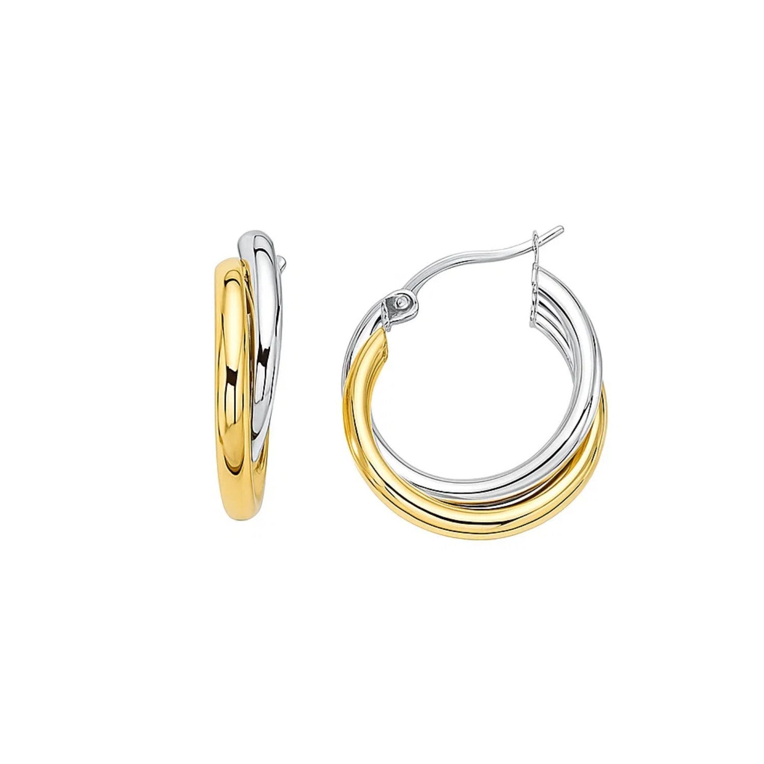 Double Row Hoop in 14K Two-Tone Gold
