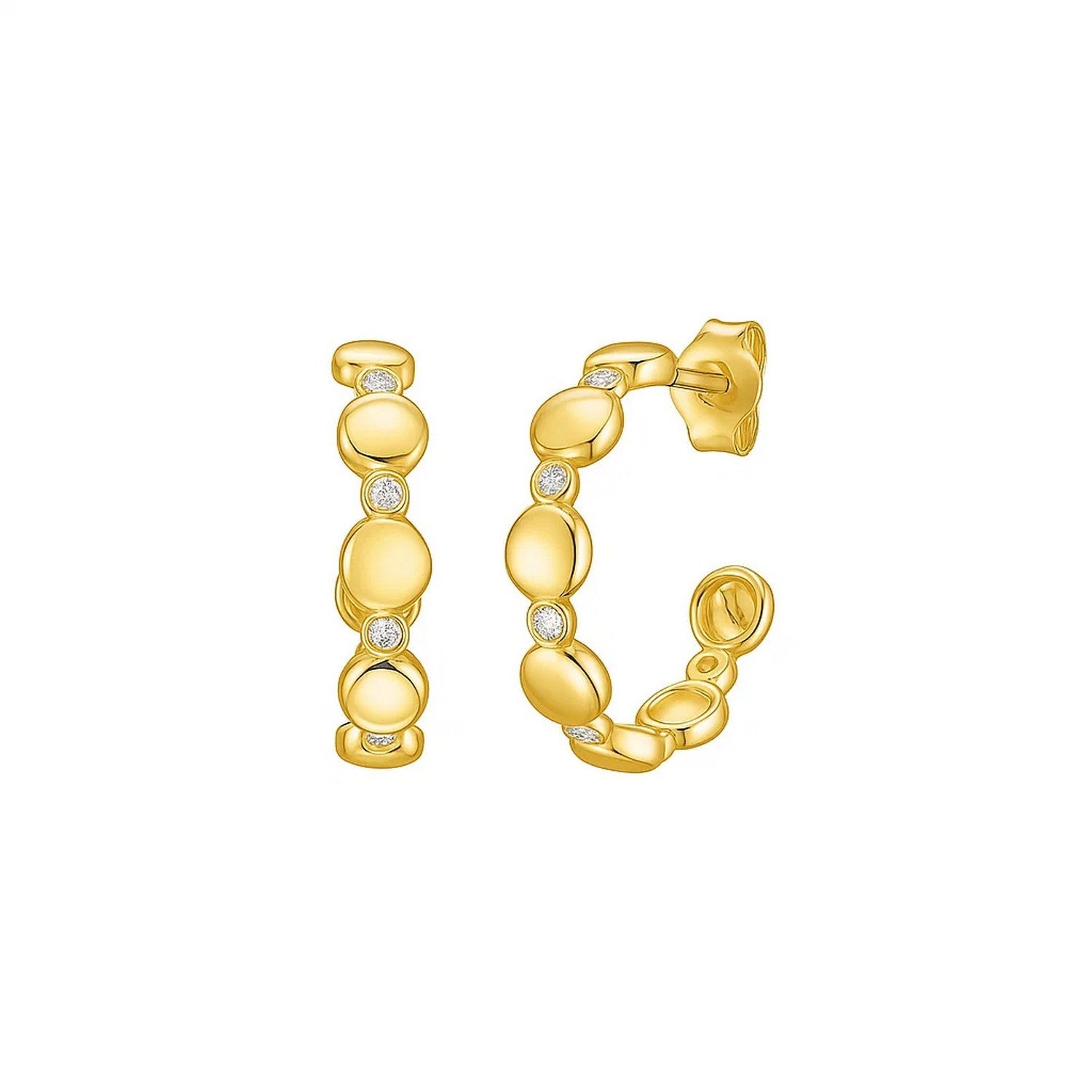 Yellow Diamond Bauble Hoop (0.08cttw) in 14K Two-Tone Gold