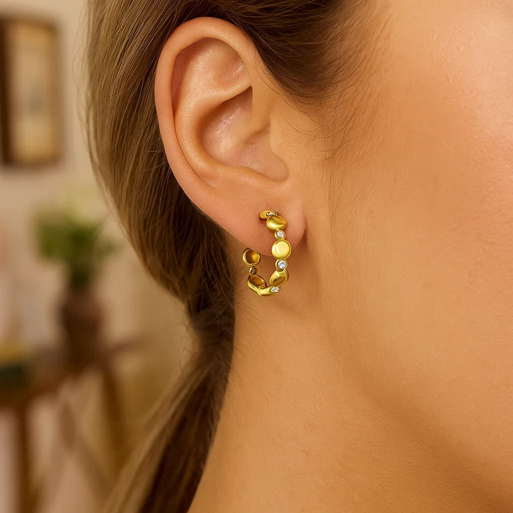 Yellow Diamond Bauble Hoop (0.08cttw) in 14K Two-Tone Gold