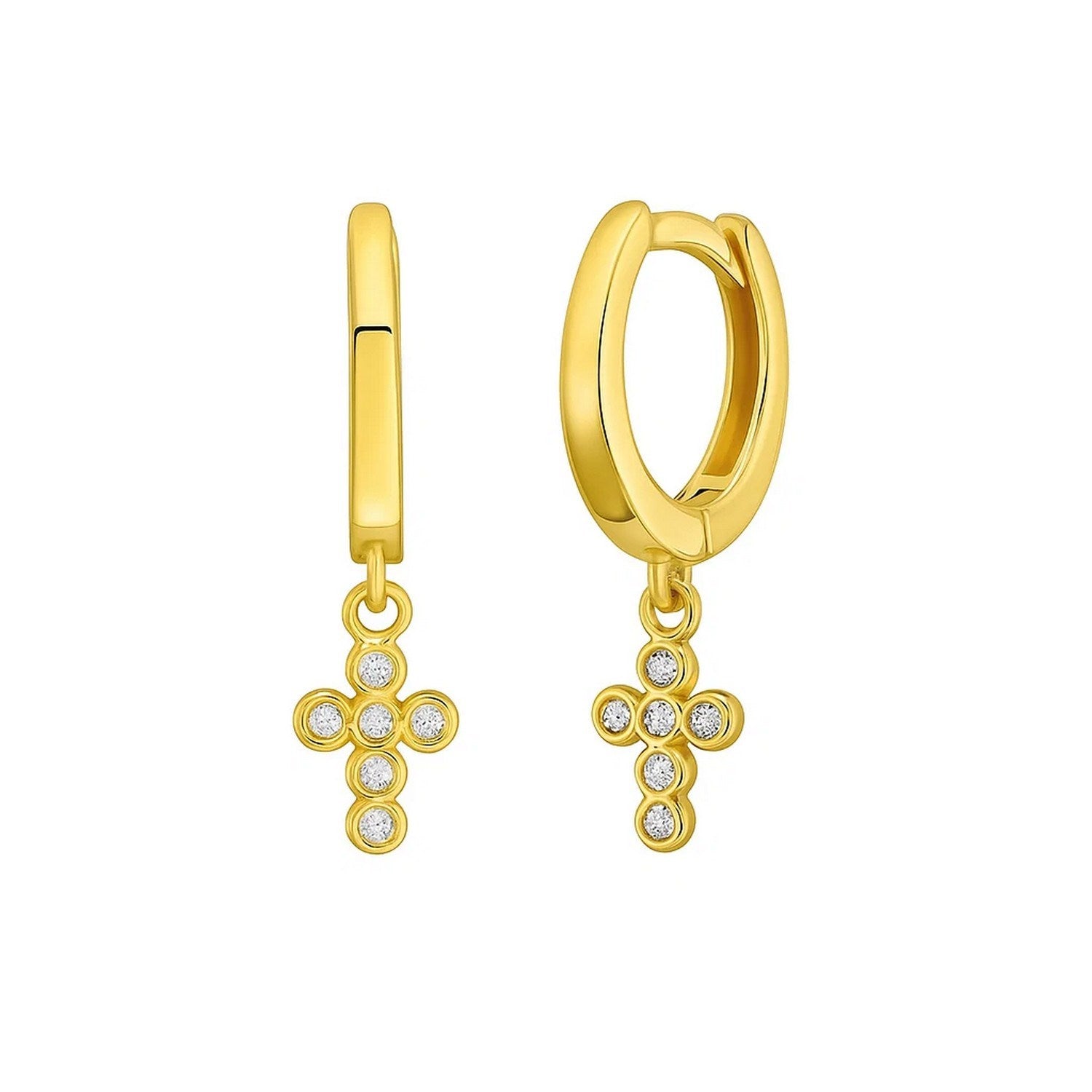 Petite Diamond Cross in 14K Yellow Gold