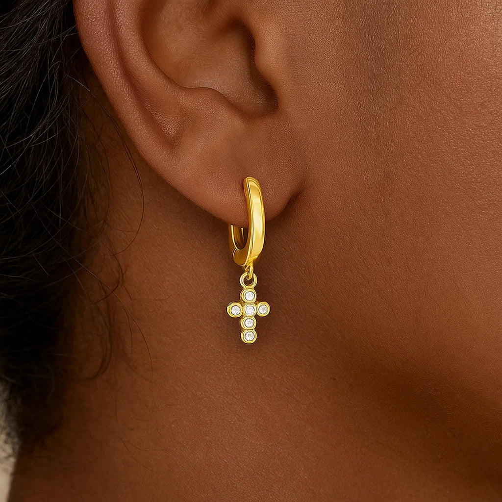 Petite Diamond Cross in 14K Yellow Gold