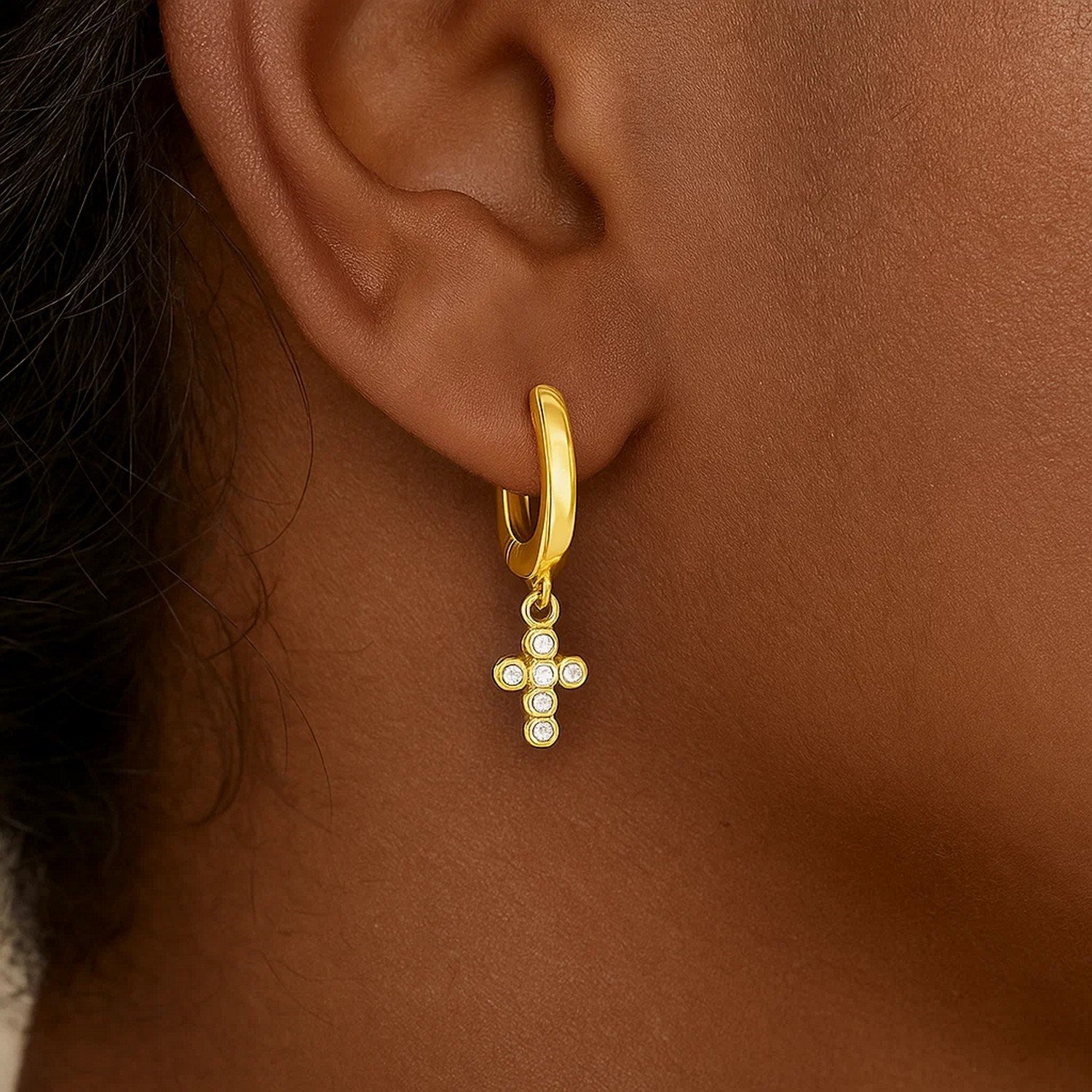 Petite Diamond Cross in 14K Yellow Gold