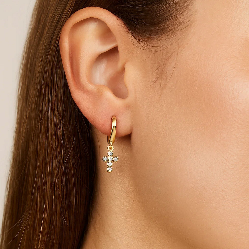 Petite Diamond Cross in 14K Yellow Gold