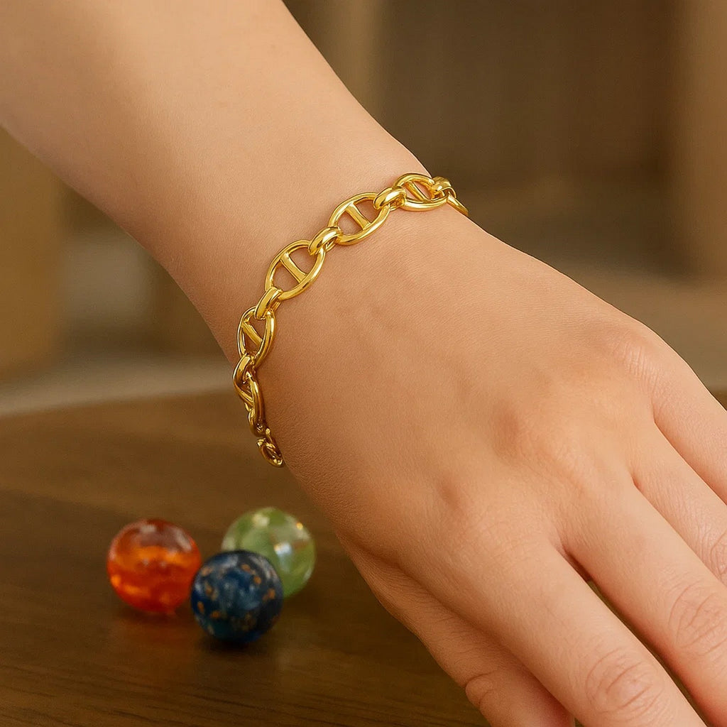 High Polish Mariner Link in 14KT Yellow Gold