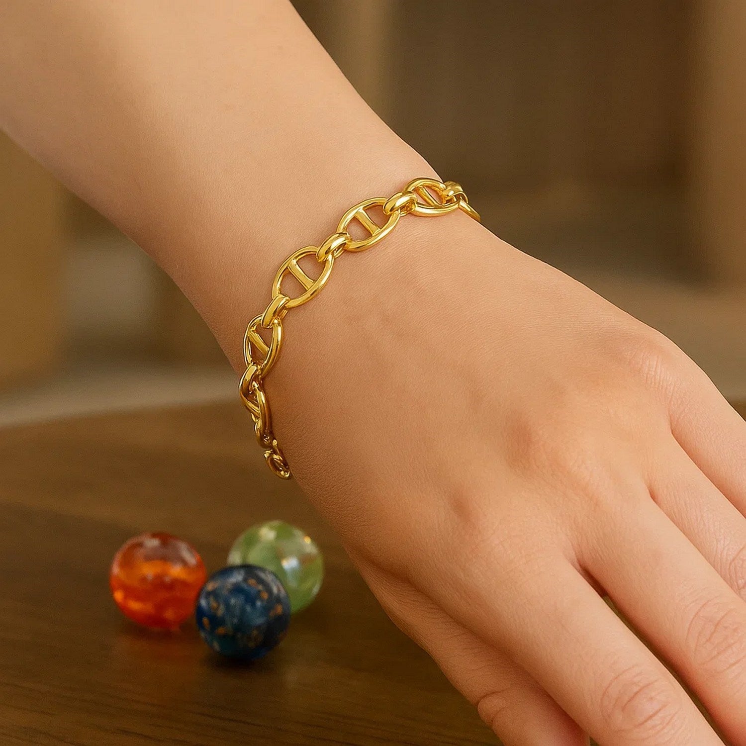 High Polish Mariner Link in 14KT Yellow Gold