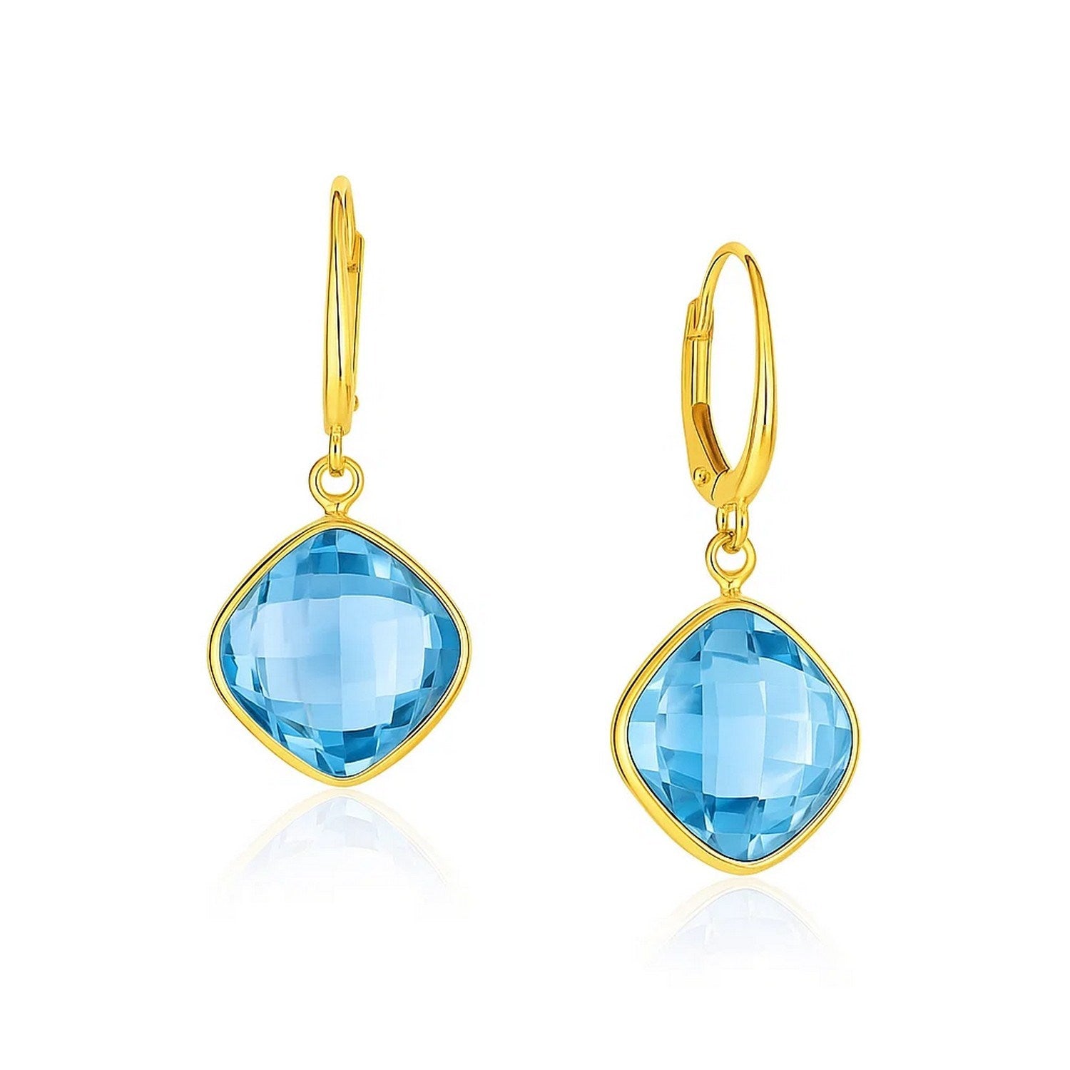 Drop with Blue Topaz Cushion Briolettes in 14K Yellow Gold