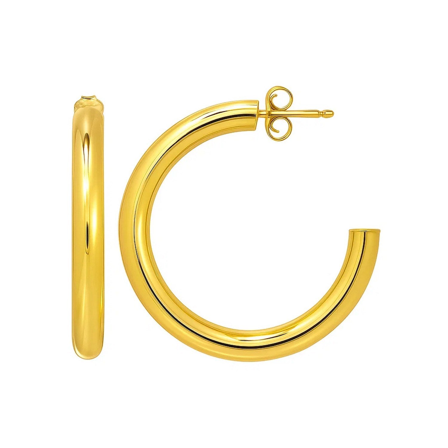 Round C Hoop in 14K Yellow Gold