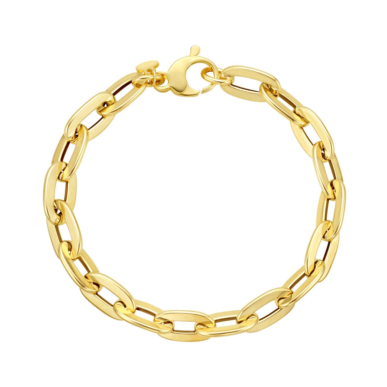 Long Mirror Rolo Link Chain in 14KT Yellow Gold