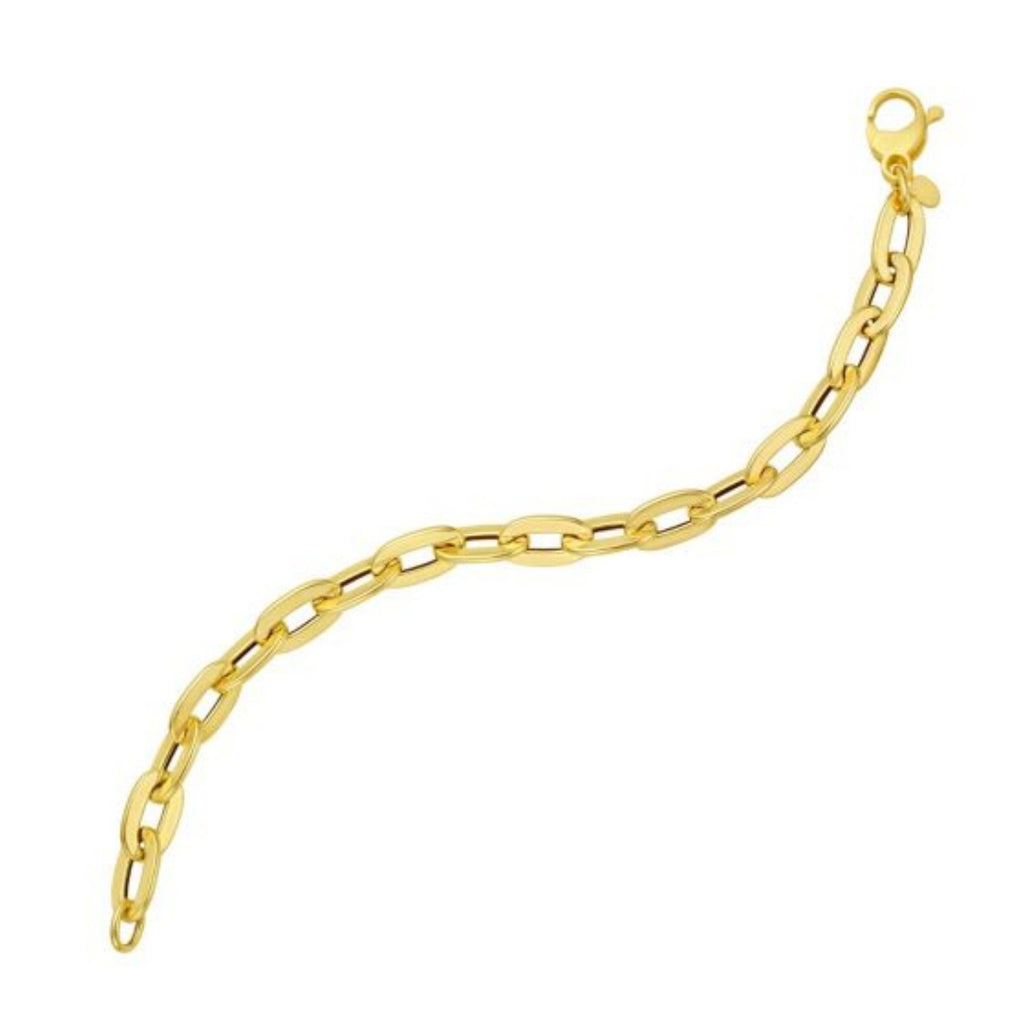 Long Mirror Rolo Link Chain in 14KT Yellow Gold