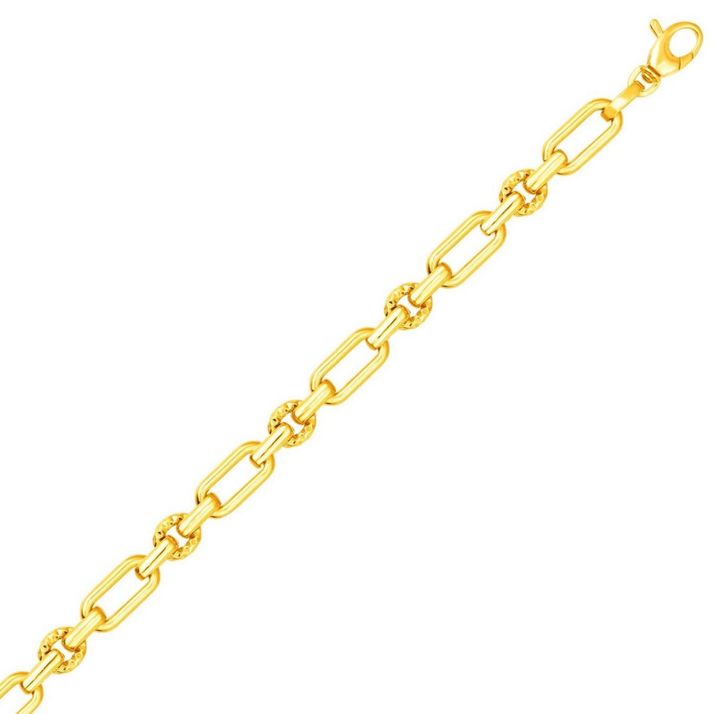 Polished and Textured Link in 14KT Yellow Gold