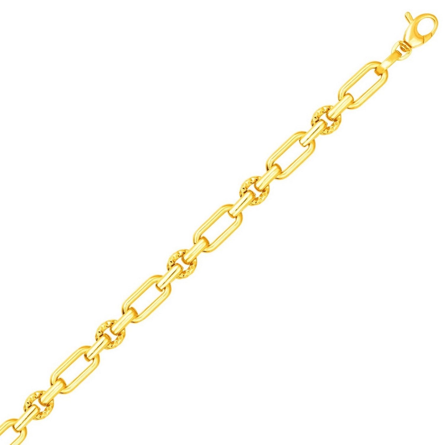 Polished and Textured Link in 14KT Yellow Gold