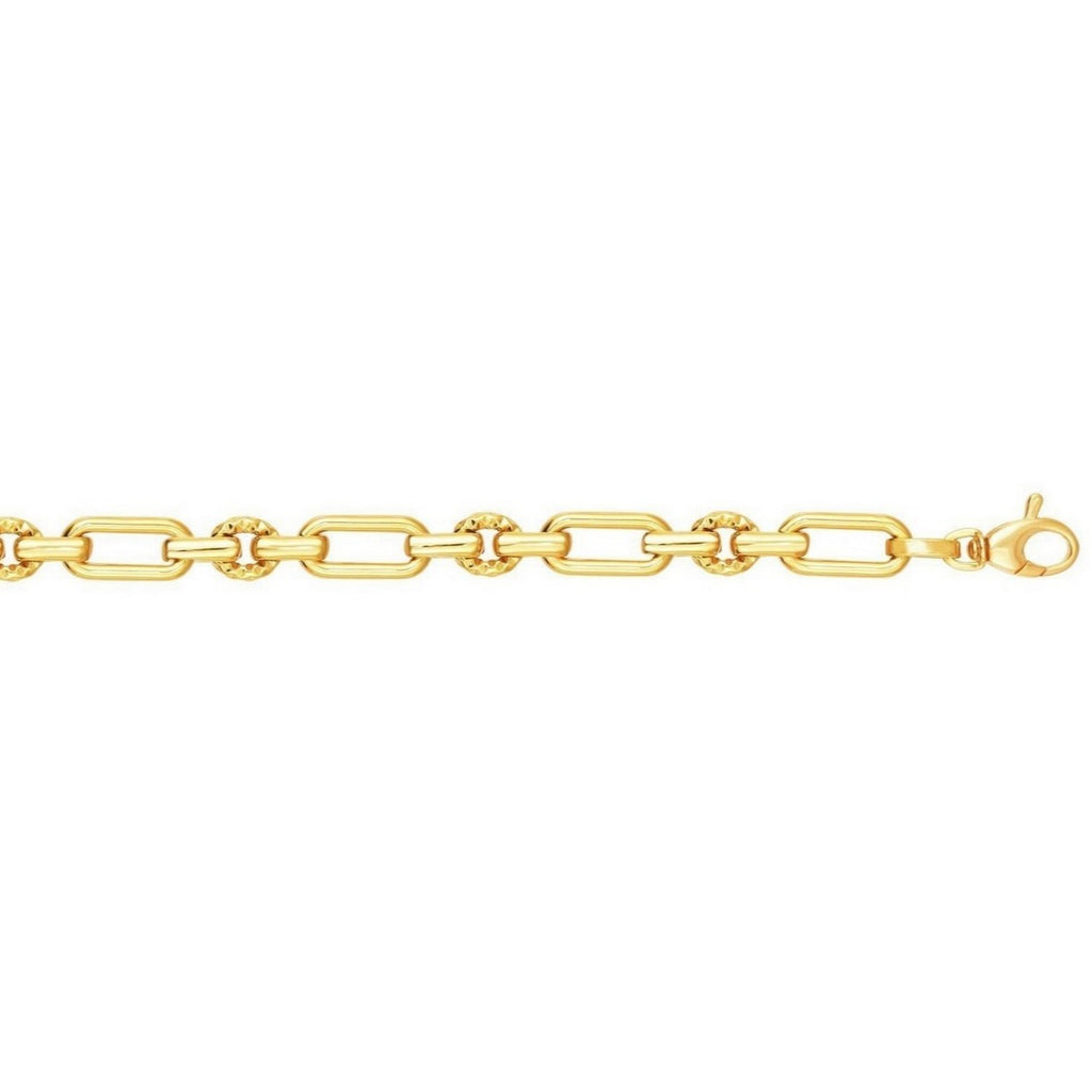 Polished and Textured Link in 14KT Yellow Gold