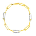 Inch Paperclip Chain with Three Diamond Links in 14KT Yellow Gold