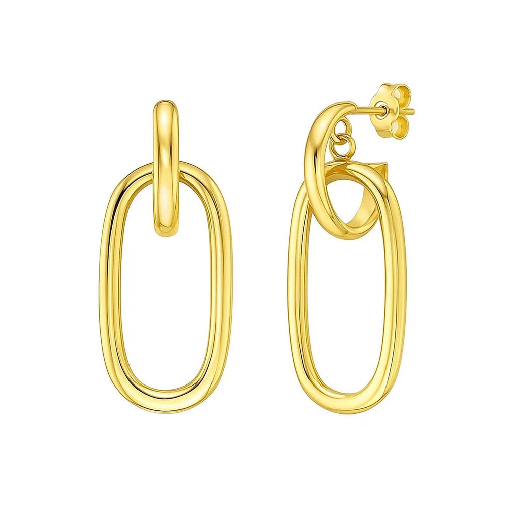 Polished Oval Linked Hoop in 14K Yellow Gold