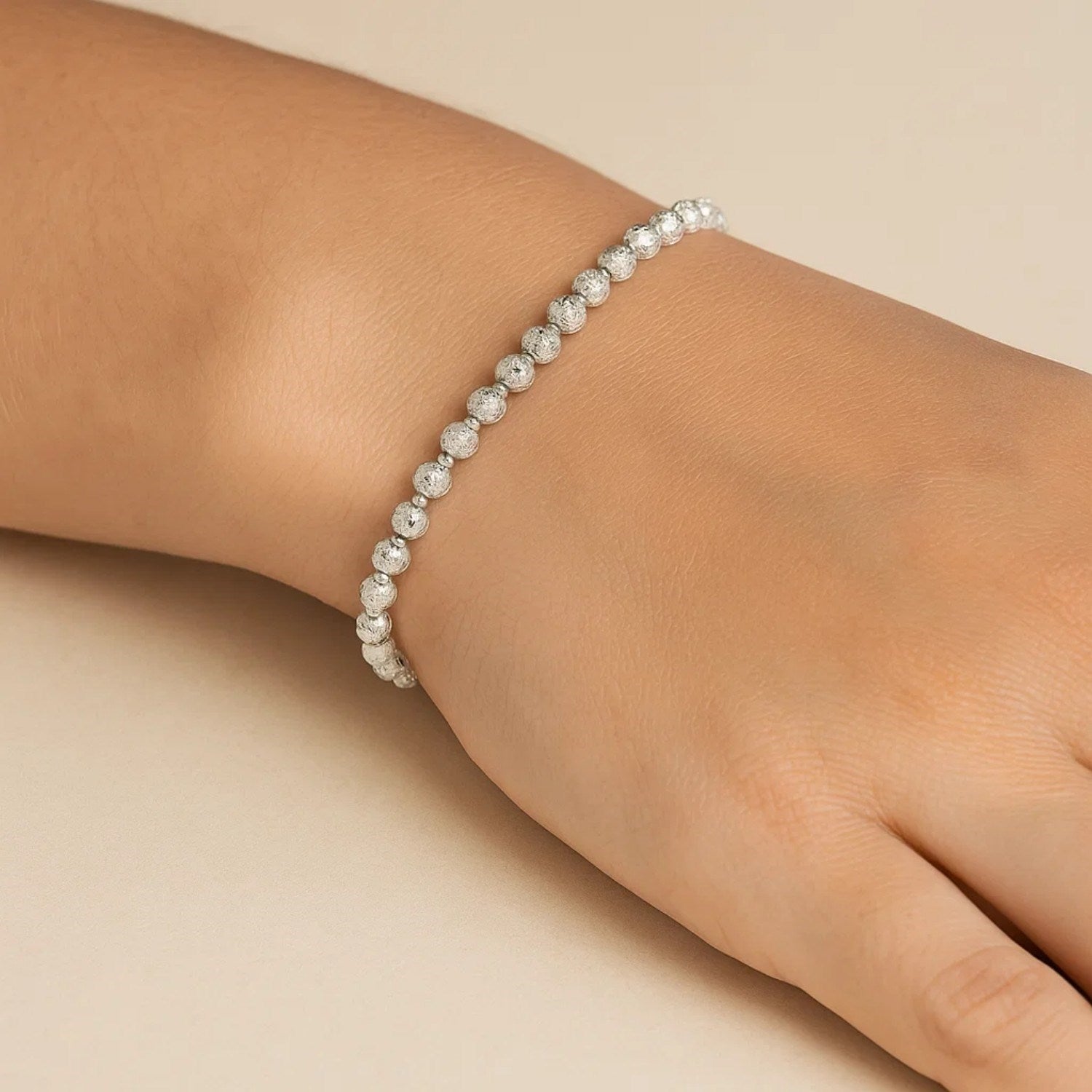 Disco Diamond Cut Bead in 14KT White Gold