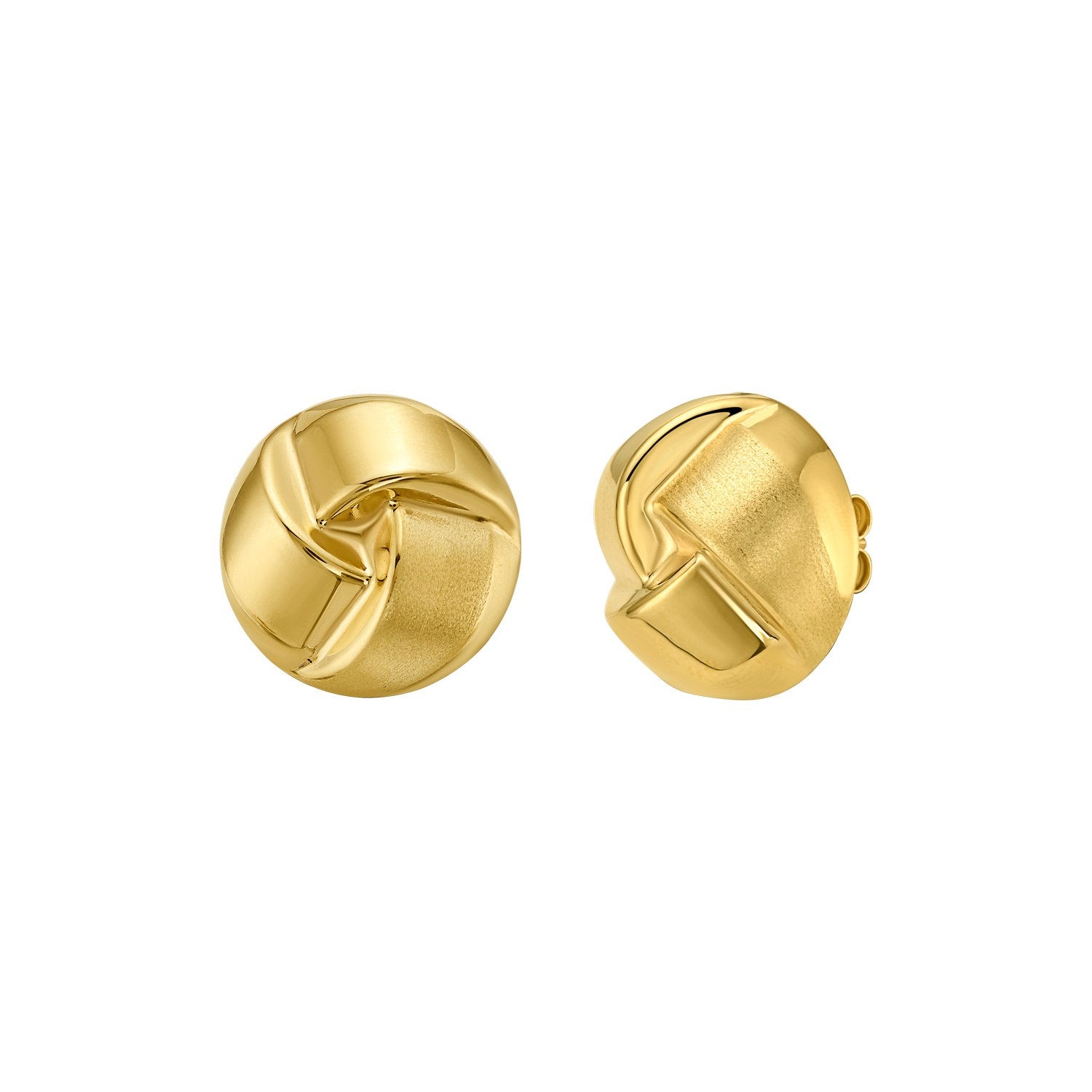 Polished Large Fancy Knot Stud in 14K Yellow Gold