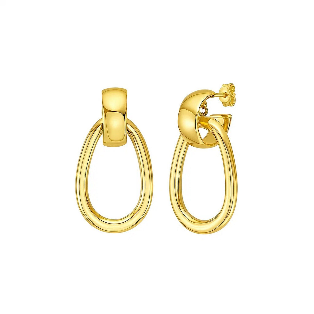 Interlocking Drop Hoop in 14K Yellow Gold