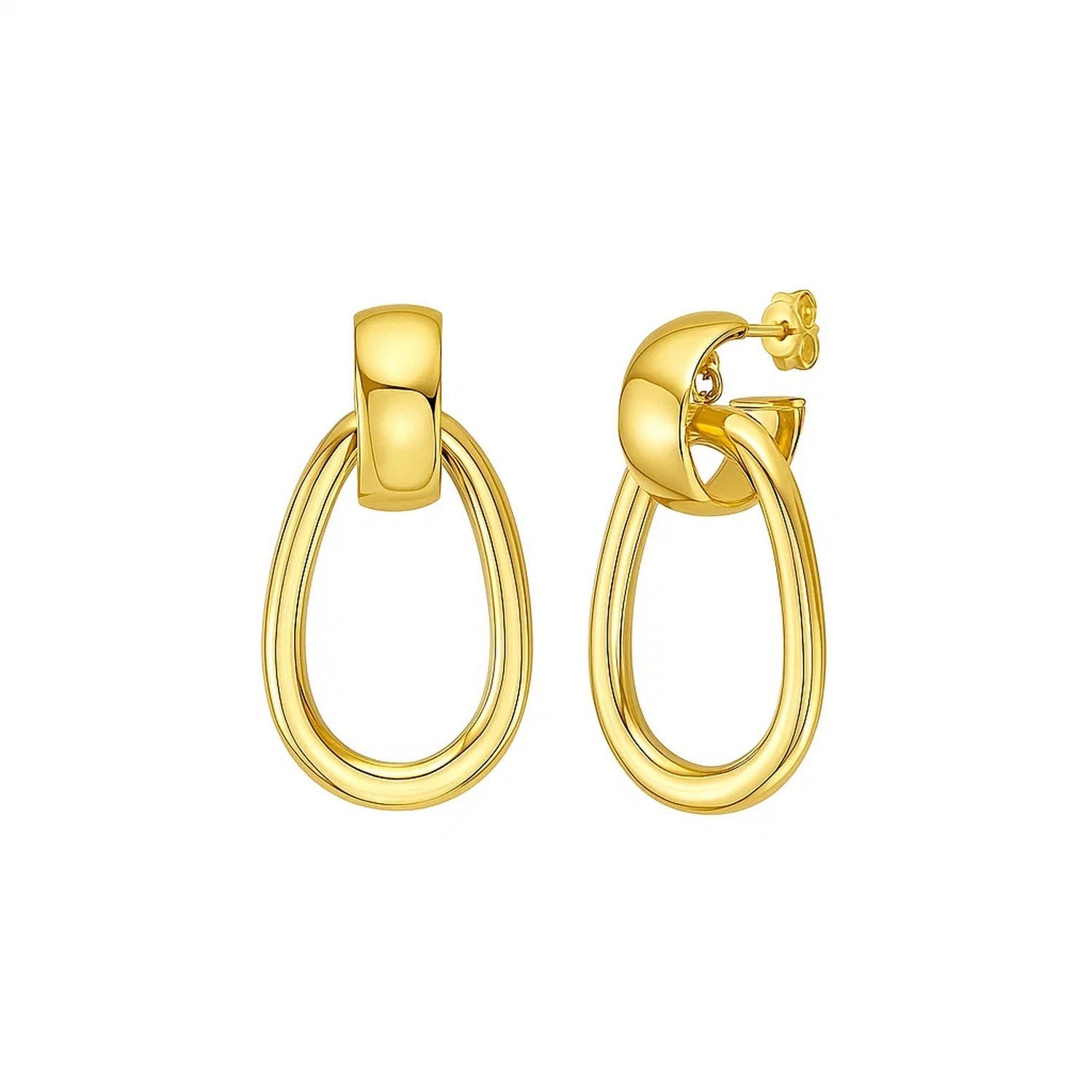 Interlocking Drop Hoop in 14K Yellow Gold