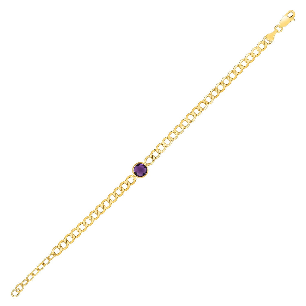 Amethyst Curb Chain in 14KT Yellow Gold
