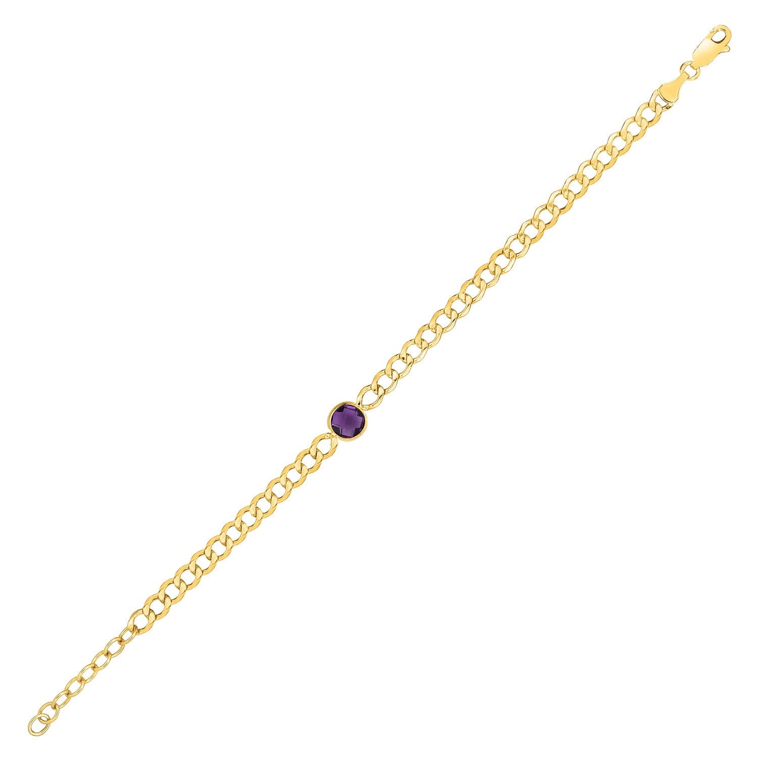 Amethyst Curb Chain in 14KT Yellow Gold