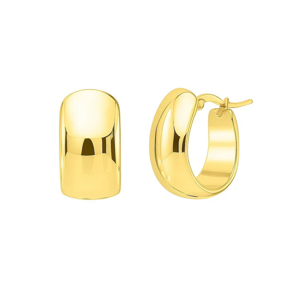 Wide Huggie Hoop in 14K Yellow Gold