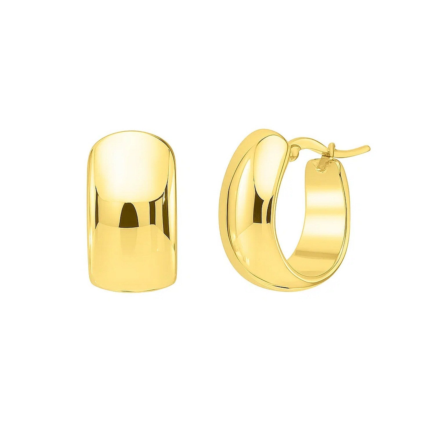 Wide Huggie Hoop in 14K Yellow Gold