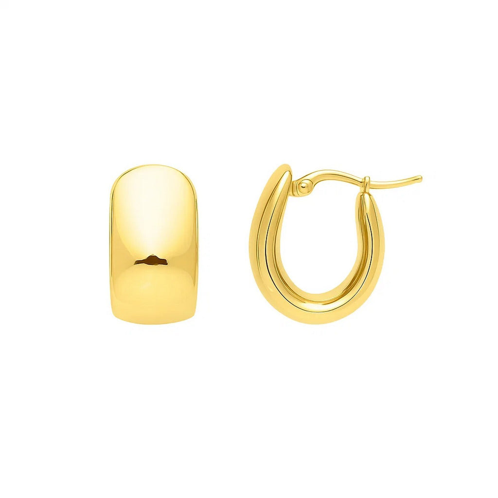 Wide Huggie Hoop in 14K Yellow Gold