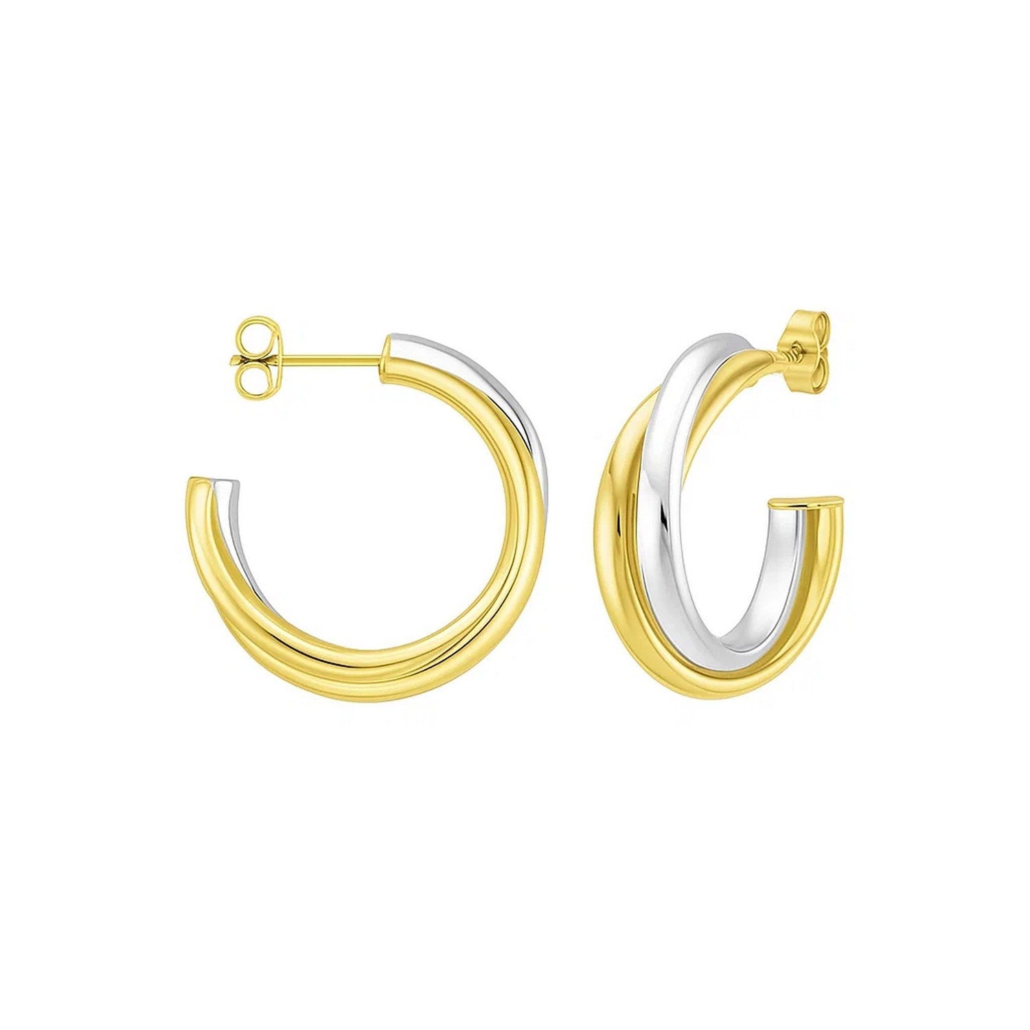 Interlocking Trinity C Hoop in 14K Two-Tone Gold