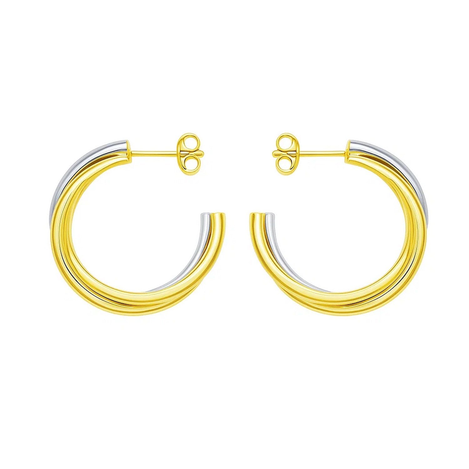 Interlocking Trinity C Hoop in 14K Two-Tone Gold