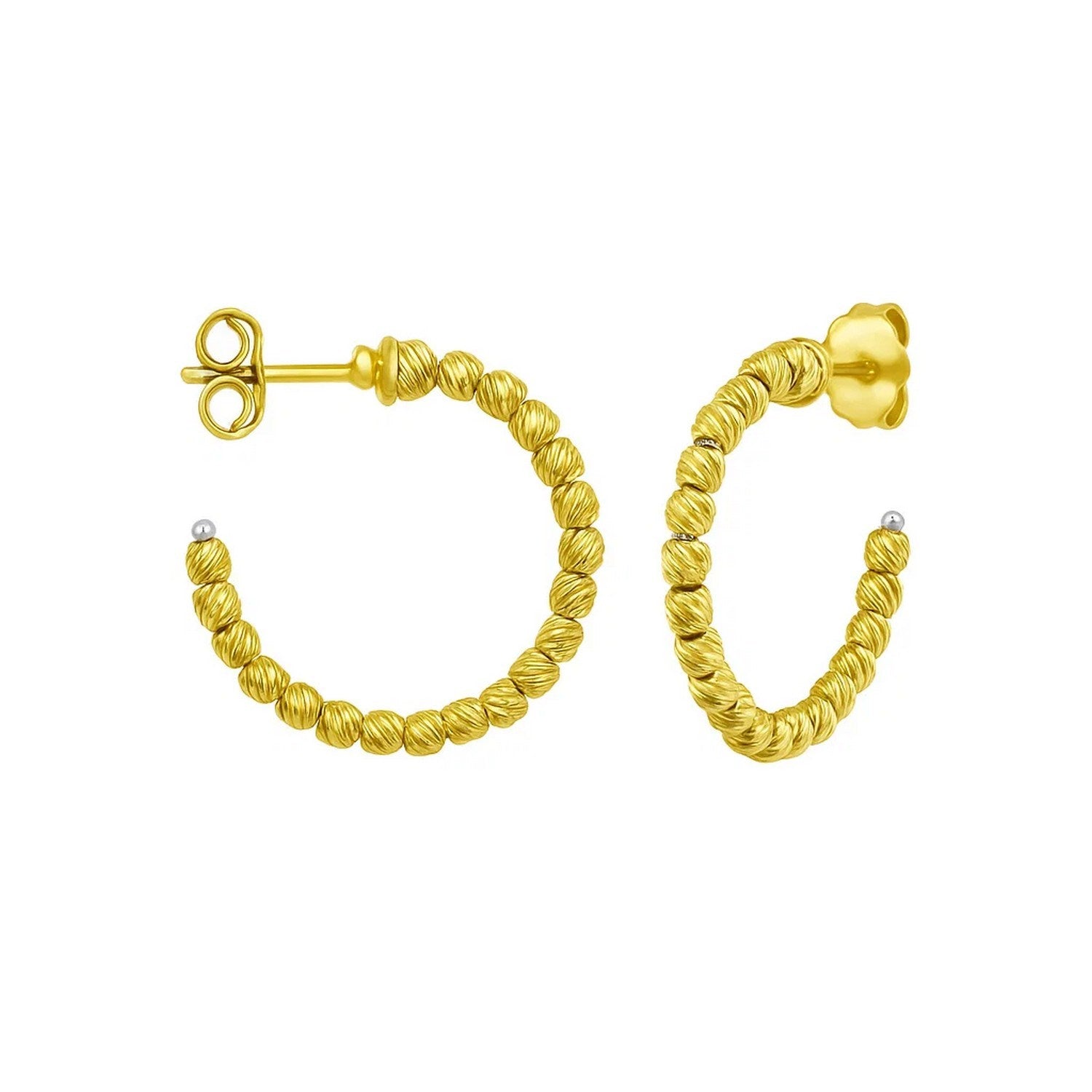 Bead Hoop in 14K Yellow Gold