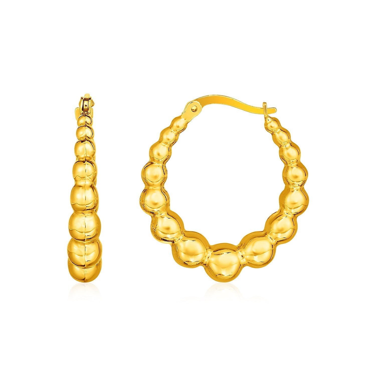 Graduated Sphere Hoop in 14K Yellow Gold