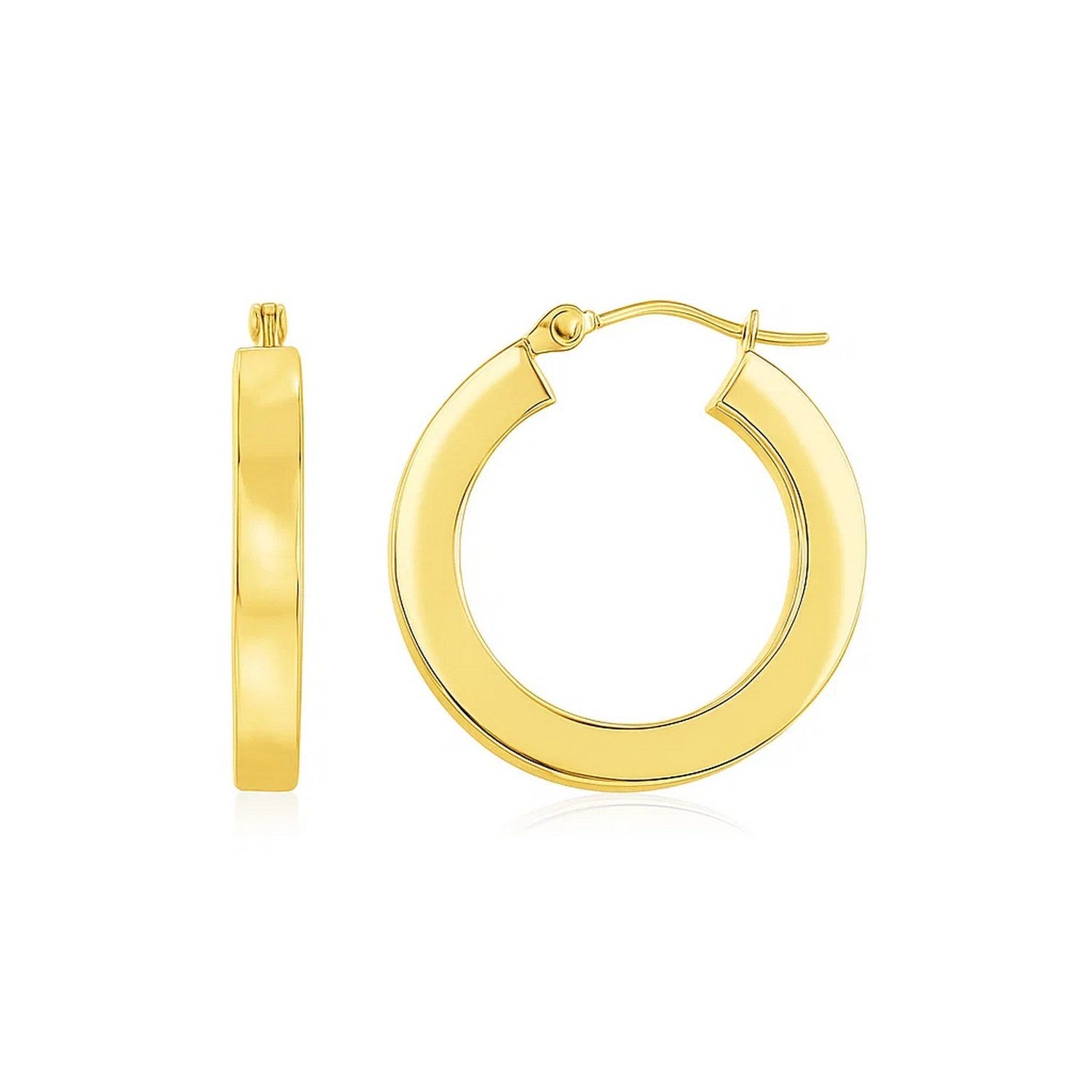 Square Tube Hoop in 14K Yellow Gold