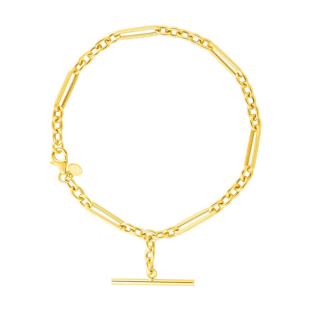 Alternating Oval and Round Chain with Toggle in 14KT Yellow Gold